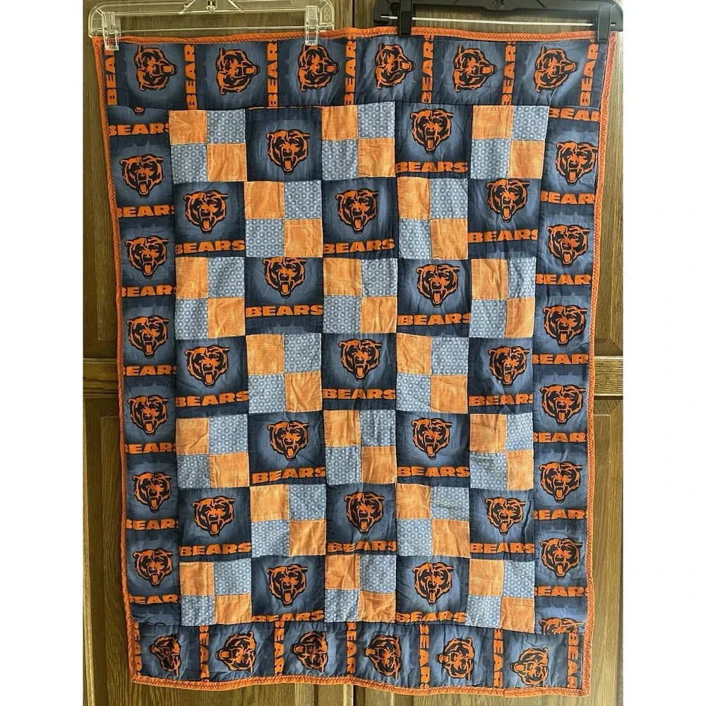 Baby Blanket Chicago Bears Cars Trucks‎ Crib Quilt Handmade 28 x 38